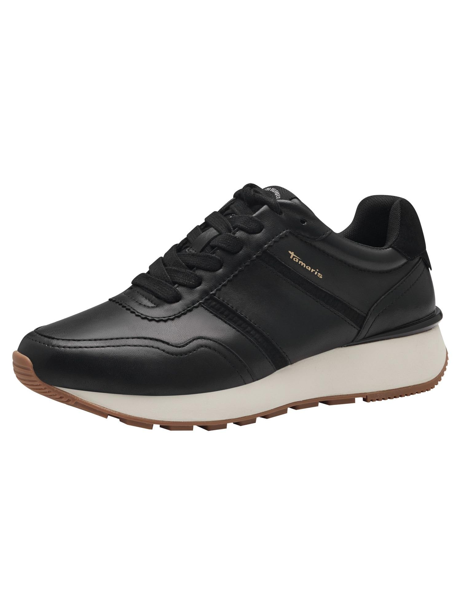 Tamaris Women's Lace-Up Shoes in Green, Black (Black Leather), 3.5 UK