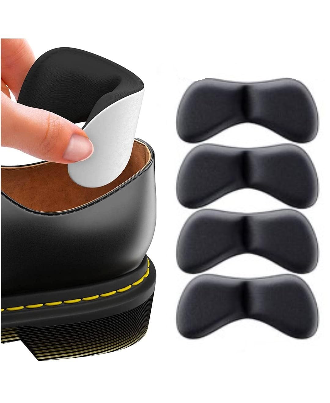 Heel Grip Pads for Shoes, Black, Self-Adhesive, Prevents Blisters and Slipping, Fits High Heels, Leather Shoes, Flats, 2 Pairs-image-3