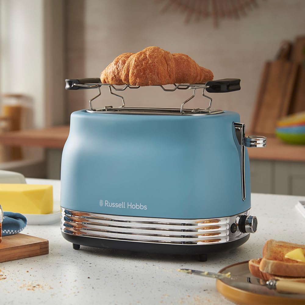 Russell Hobbs Grille Pain 2 Fentes Hanley Bleu, Design Retro, 28651-56