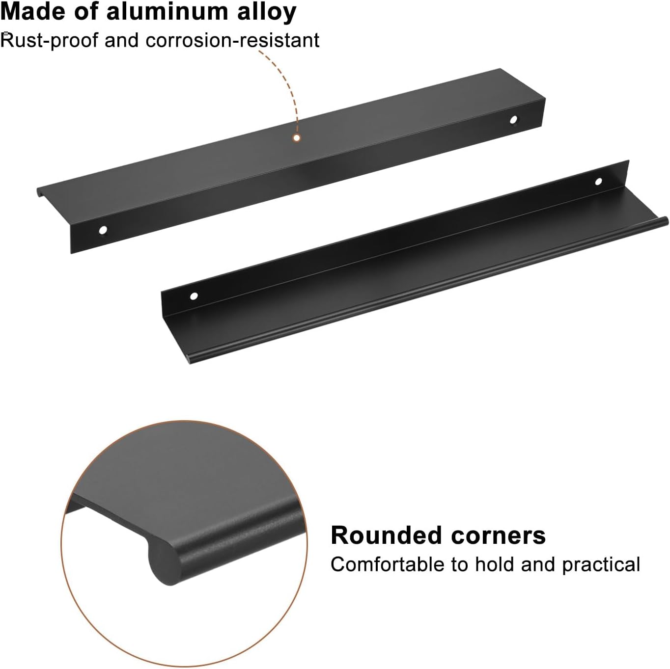 uxcell Cabinet Finger Edge Pull, 10pcs 300mm / 11.81" Aluminum Alloy Back Mount Hidden Drawer Edge Handles, Modern Concealed Tab Pulls for Home Kitchen Furniture, Black