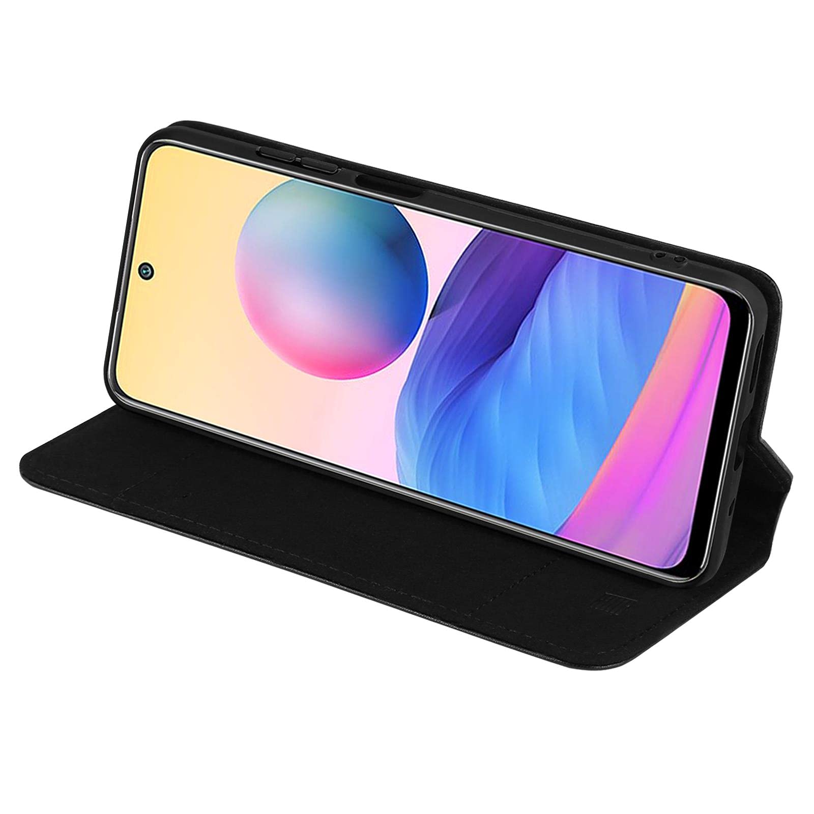 32nd Echtleder-Hülle Für Xiaomi Redmi Note 9 5G / Note 9T – Mit Kartenfach, Magnetverschluss & Standfuß – Schwarz
