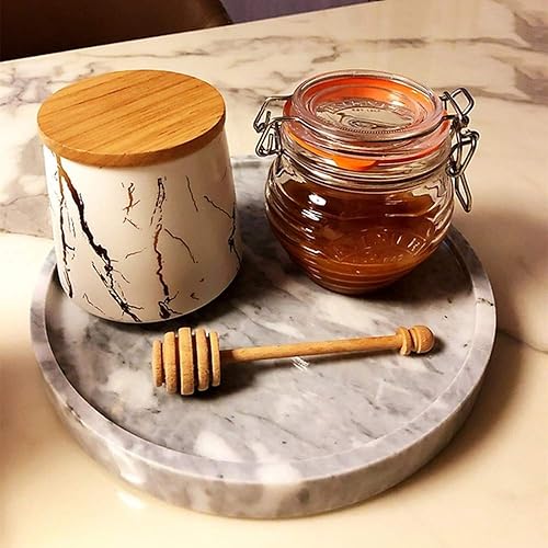 Miniatura 5 de StonePlus Bandeja de baño de mármol real natural, organizador ordenado para tazas, champú y perfume (gris oscuro, 9.84 pulgadas de profundidad x