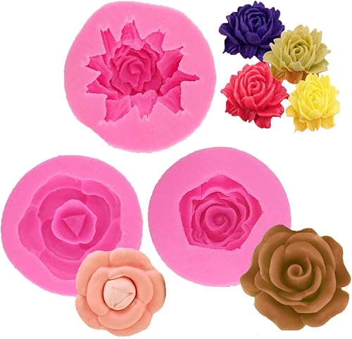 Vista 47 de Molde de jabón de silicona con forma de flor de rosa 3D en 3D, molde de pastel de chocolate, hecho a mano, decoración de fondant, herramientas