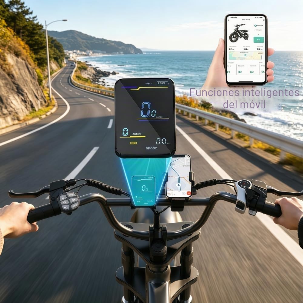BK20 Bicicleta eléctrica para Adultos, 48V 20Ah, batería extraíble, Larga autonomía 60-100 km, Bicicleta eléctrica 20 Pulgadas, Todoterreno, suspensión Doble, 7 Marchas, Freno de Disco Doble