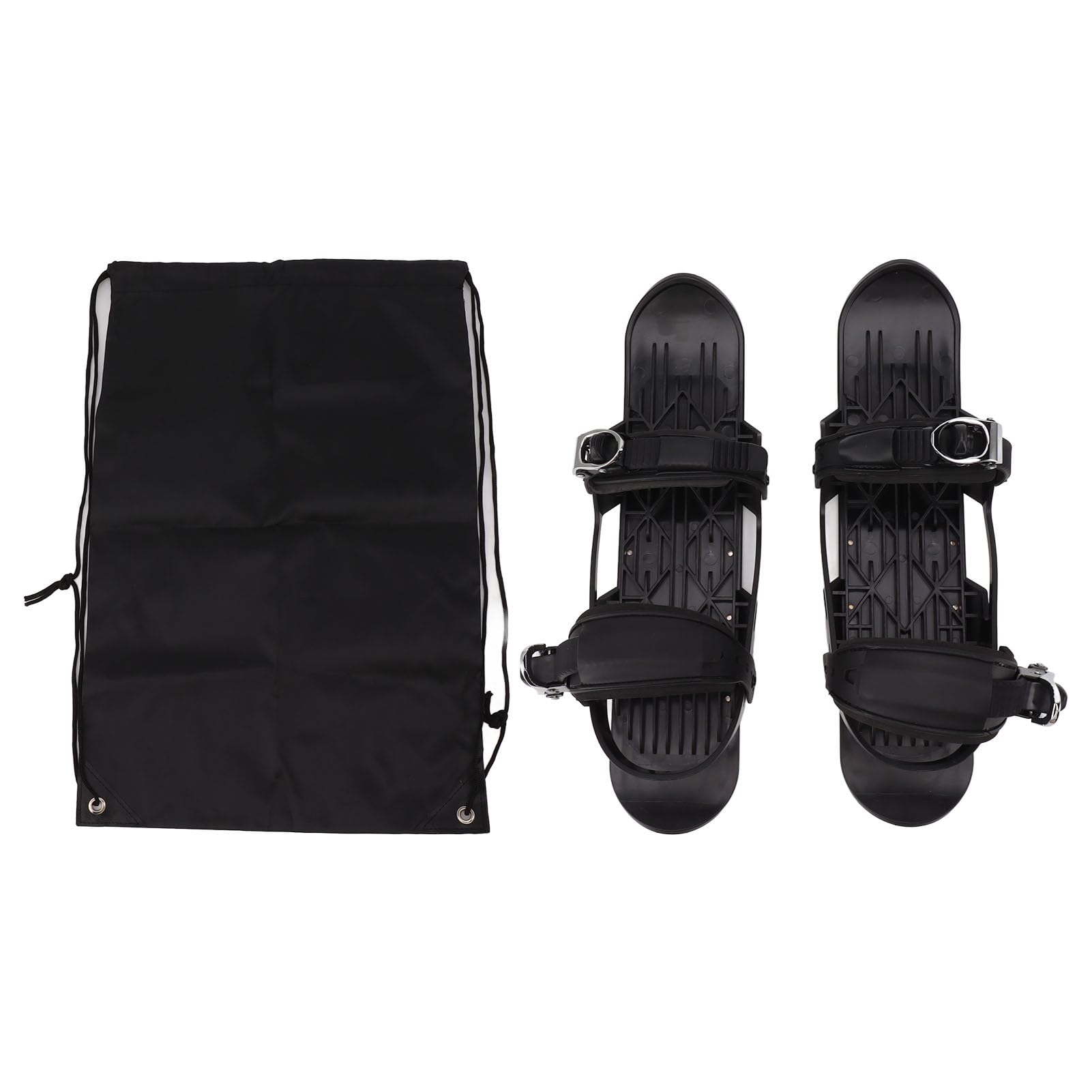 Mini-Kurz-Ski-Skates, Schwarz, Verstellbar, Einfache Kontrolle für Snowboard-Skifahren in den Bergen, EU 35–47