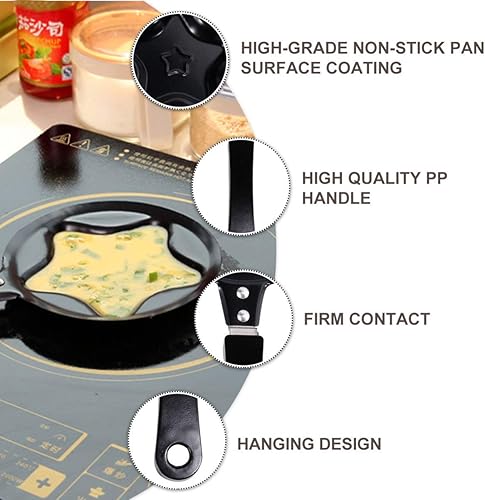 Miniatura 8 de BESTonZON 2 piezas de estilo sartén antiadherente para hacer huevo, tortilla, estrella, multiusos, panqueques, hierro, forma de cocina, mini huevos