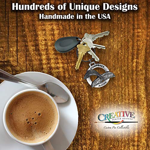 Alaska Whale Tail Keychain, A630KC, 1 1/2”, Pewter, Metal, Souvenir, 100% Handmade in the USA, Alaskan Travel Keychain, Key Chain, Key Ring, Key Fob, Gift, 20+ Alaskan Designs Available4