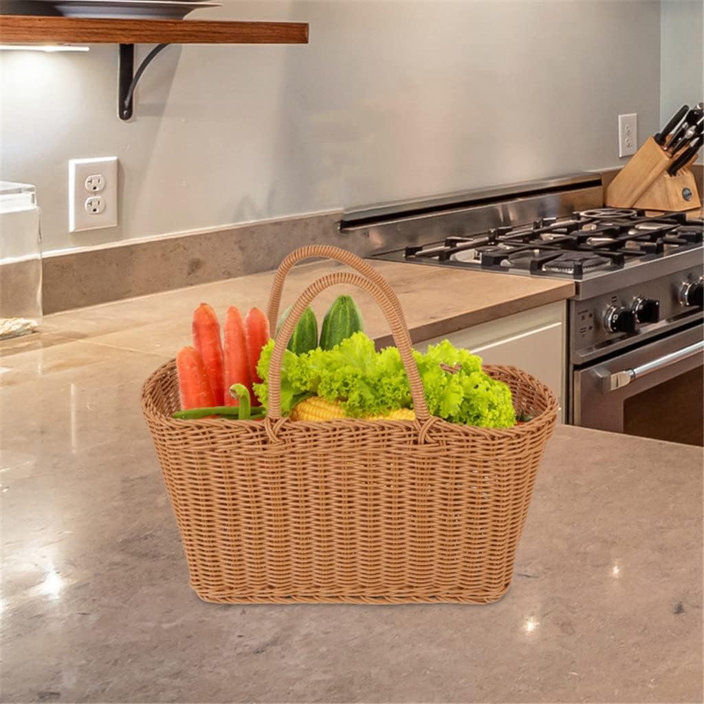 1Pc Picnic Accessories Rattan Storage Basket Fruit Storage Basket