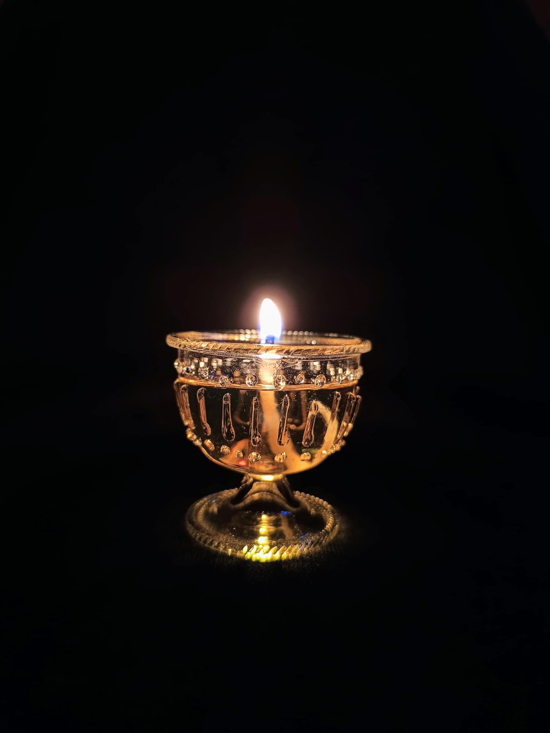 Glass Niranjan for Pooja - Puja samagree - Diya for Mandir - Cotton Wick Diya lamp - Medium (Diameter: 6cm, Height: 5.8cm)-image-17