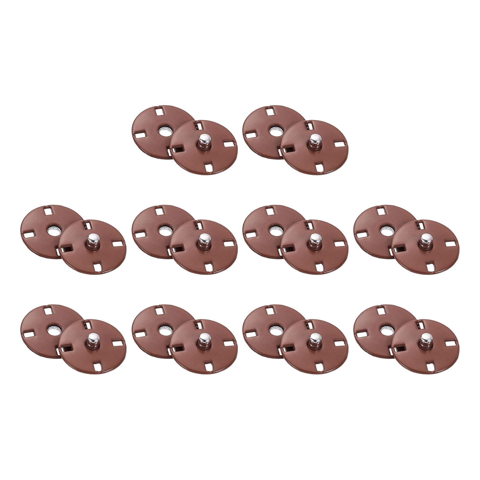 sourcing map 10 Sets Sewing Snap Buttons, 18mm Invisible Press Studs Buttons Sew-on Metal Snap Fasteners Zinc Alloy for Clothes DIY Crafts, Caramel