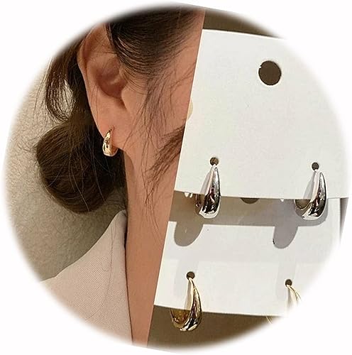 New Jewelry Silver and Yellow Gold Plated Round Huggie Hoop Earrings Elegant Cute Unique Stunning Pretty jewerly Perfect for Any Occasion CRR03083INE