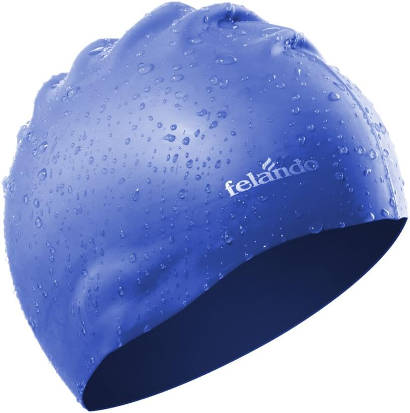 Felando Silicone Swim Cap Waterproof Bathing Cap Durable and High Elastic for Men & Women Competition Swim Cap Best to Keep Hair Dry