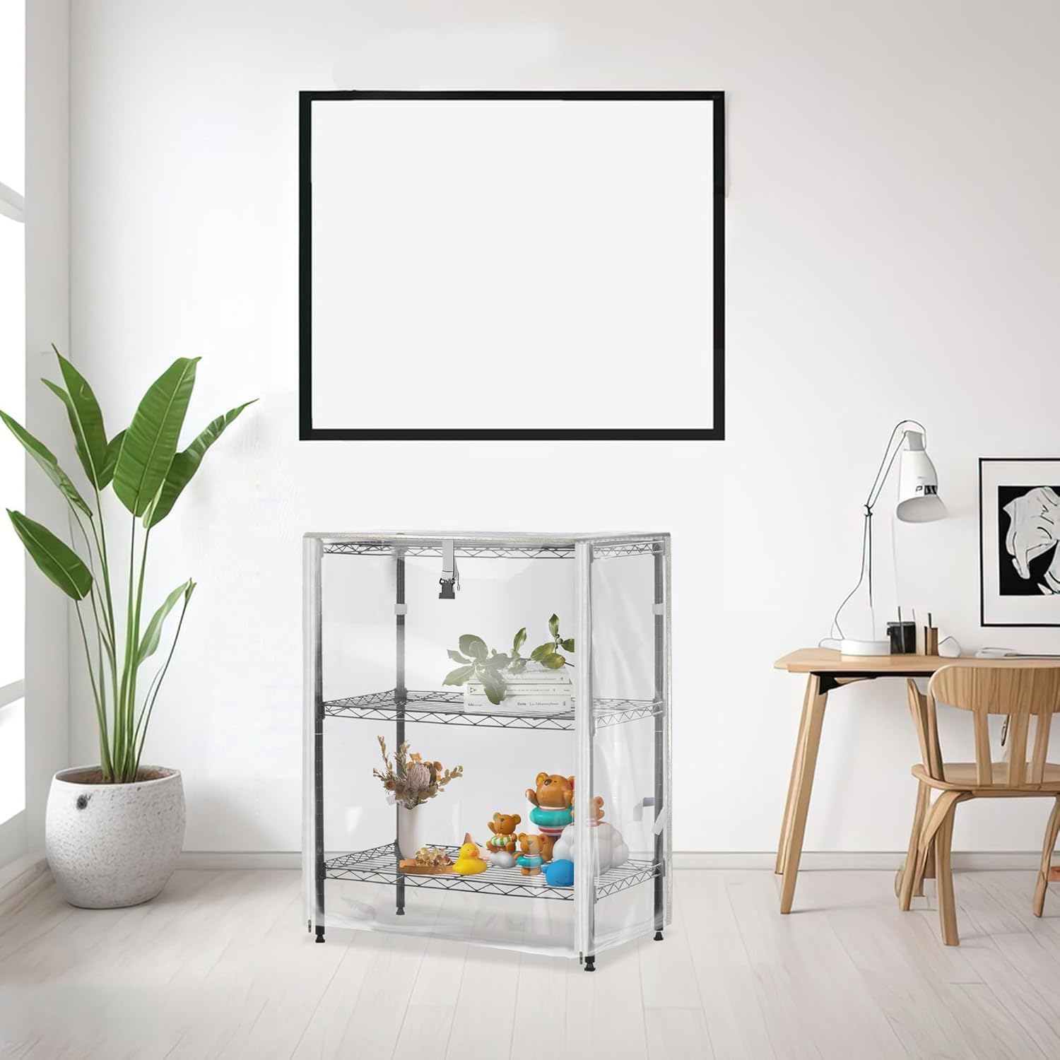 PVC Waterproof 3 Shelf Wire Rack for Wire Shelf Cover - 24" W x 14" D x 30" H - Protects from Dust and Debris - Only Cover (Transparent)