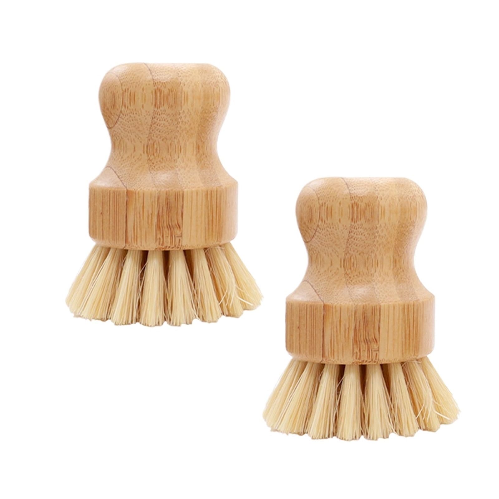 WZPTLKIBAD Bamboo Dish Brush, Round Scrubber for Pots Pans Sink
