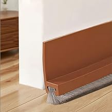 Door Bottom Brush, 100 cm, Anti-Draught, Sealing Door Bottom of the Door Insulation, Insulation Brush Seal, Brown