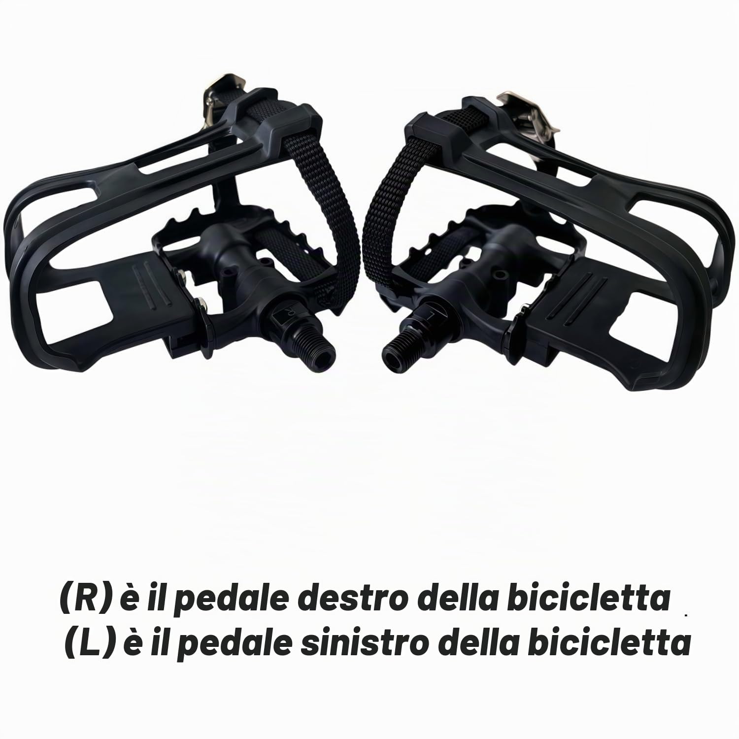 YBEKI Pedali Bici Professionali con Clip e Cinghie | Doppio Cuscinetto Sigillato IP67 | Compatibili Peloton/Spinning/MTB/Strada | | Asse 9/16" Antiscivolo | Spedizione in 24h Italia