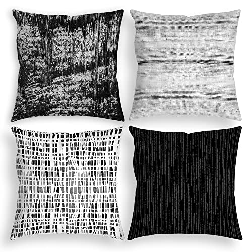 4 Packs Black and White Throw Pillows Grey Boho Decorative Pillow Covers Abstract Geometric