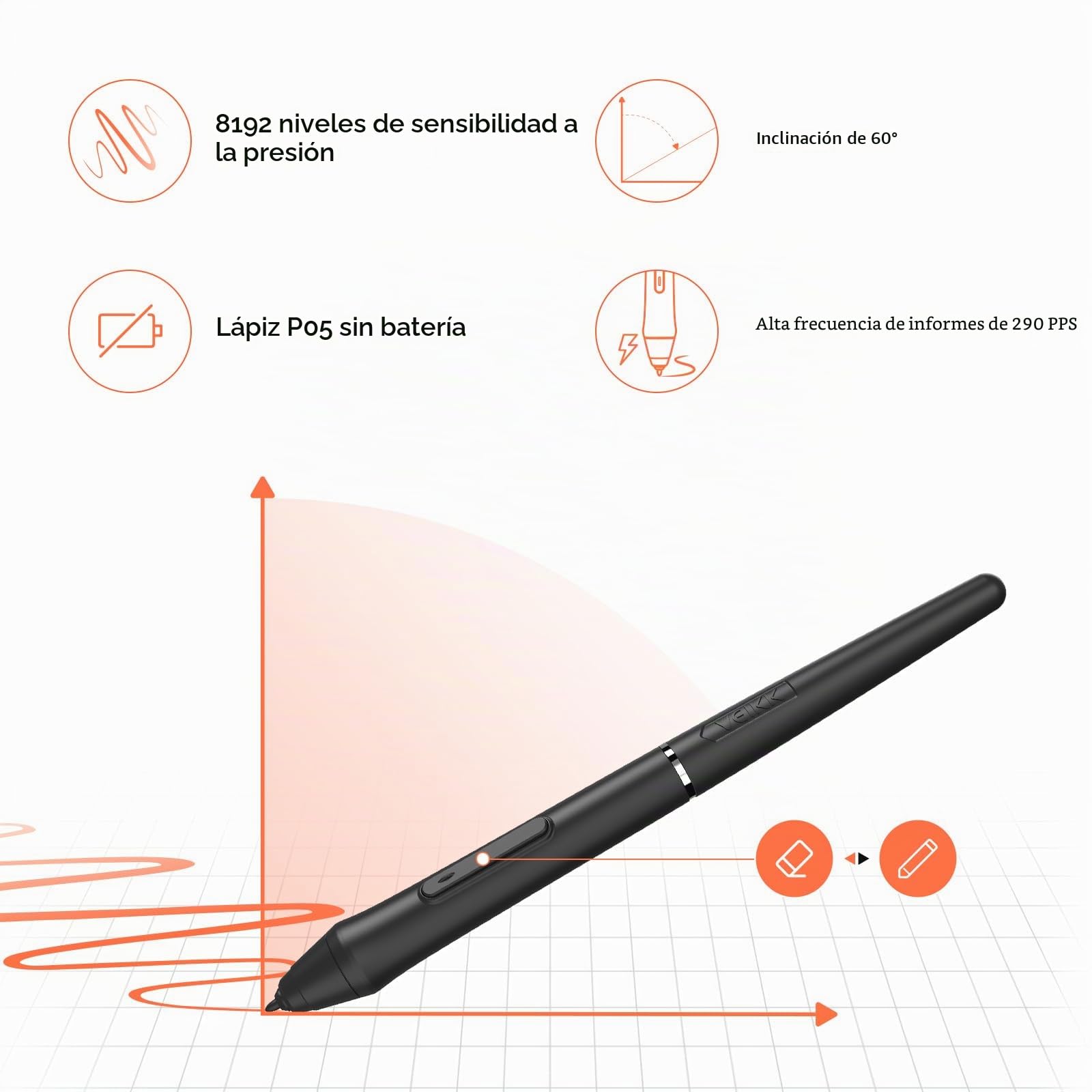 Tableta gráfica VEIKK Voila L 10 x 6 pulgadas con lápiz sensible a la presión, 4 botones mecánicos y 1 rueda Graphics Tablet para dibujar, en línea, firmas electrónicas, edición de fotos y vídeos, OSU