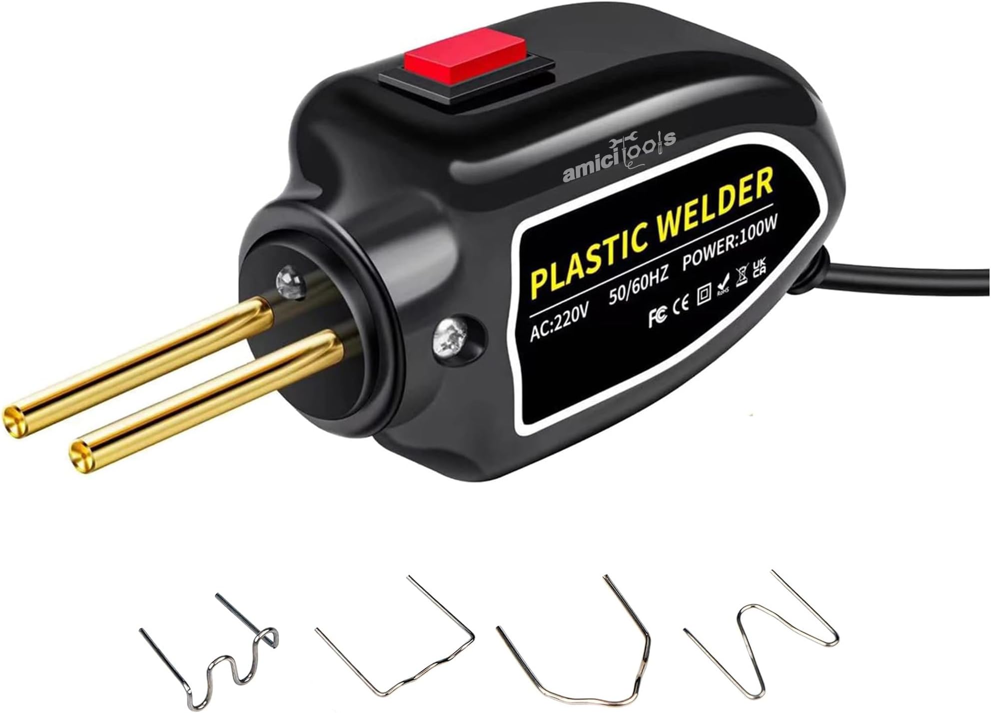 amiciTools 100W Plastic Welding Tool, Car Bumper Repair Welder Kit with 400Pcs Staplers, 230VAC