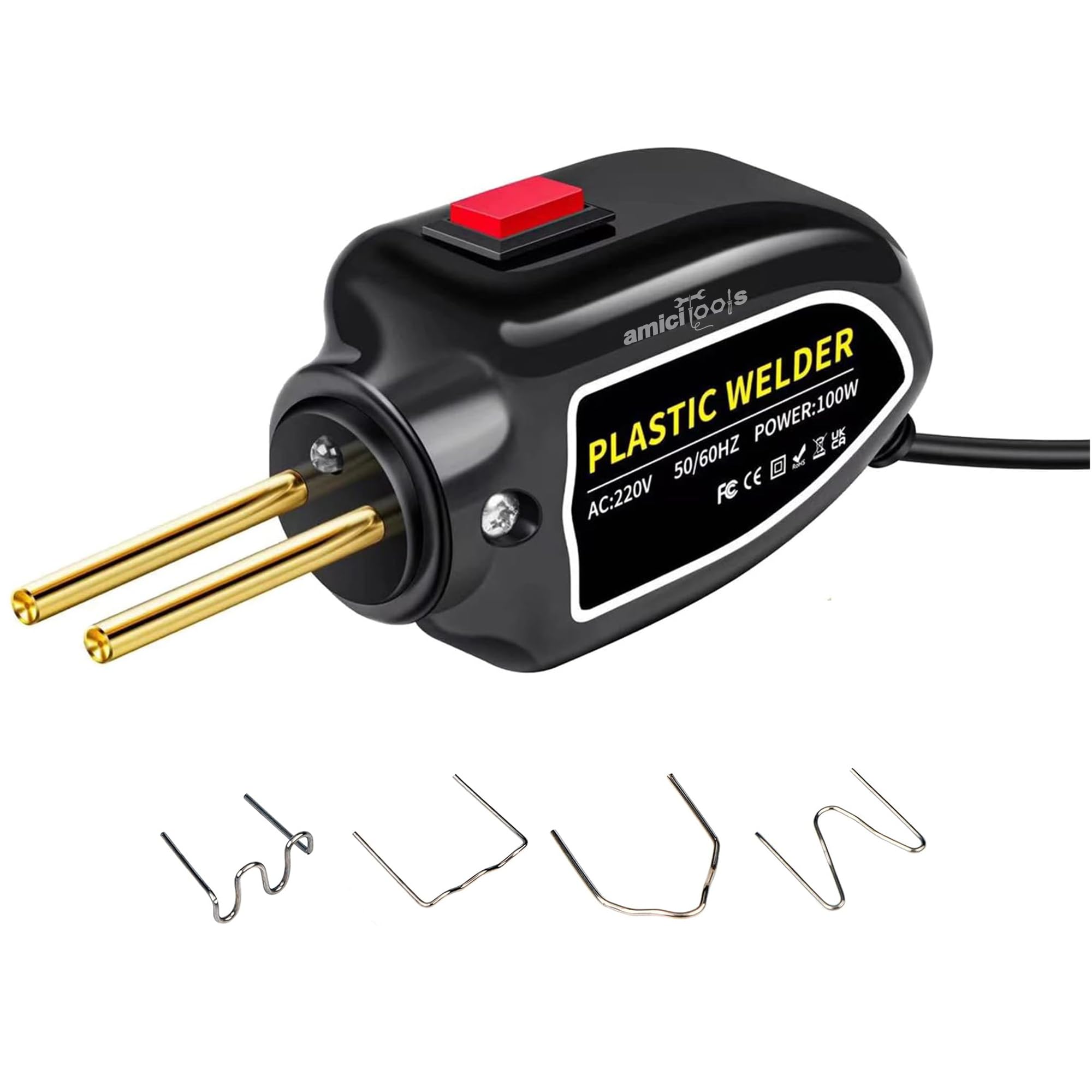 amiciTools 100W Plastic Welding Tool, Car Bumper Repair Welder Kit with 400Pcs Staplers, 230VAC