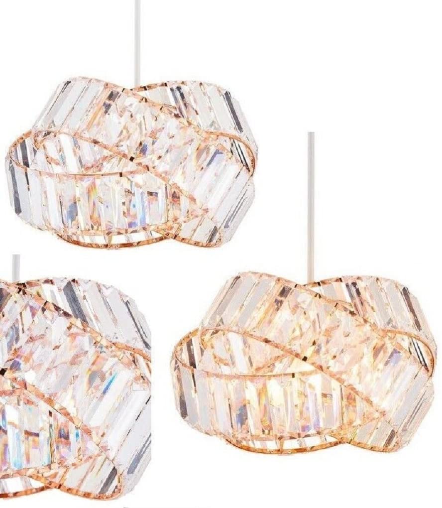 Optimal Products Chandelier Style Ceiling Light Shade Droplet Pendant Acrylic Crystal Bead Luxury (Crystal Gem Wrap Rose Gold)