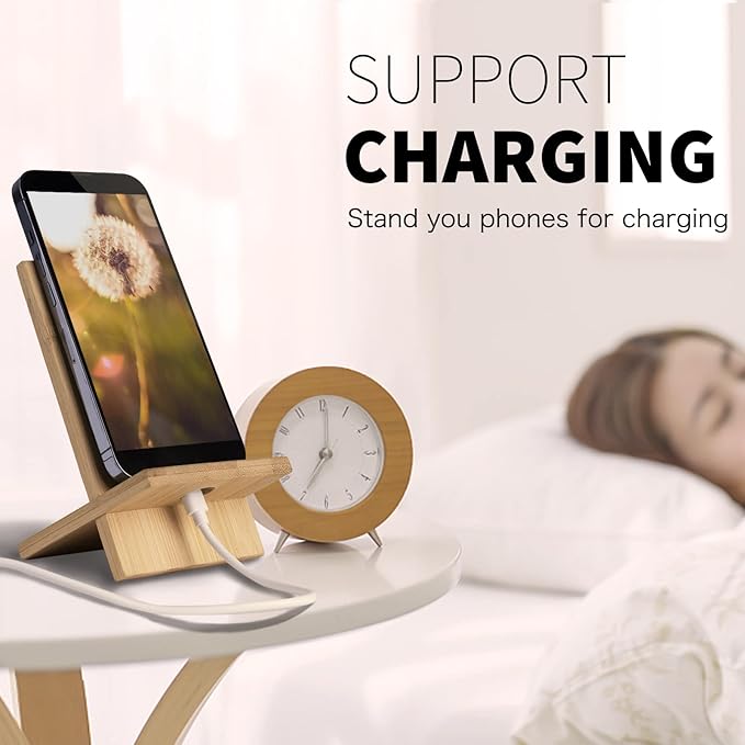 Soporte Plegable de Bambú para Tablet Healfyya con Puerto de Carga miniatura 4