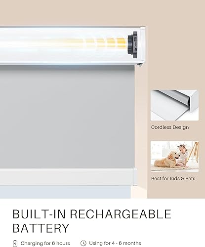 Miniatura 5 de JaeJaes Persianas enrollables motorizadas, persianas inteligentes opacas con control remoto eléctrico, compatibles con Alexa, color blanco, 34