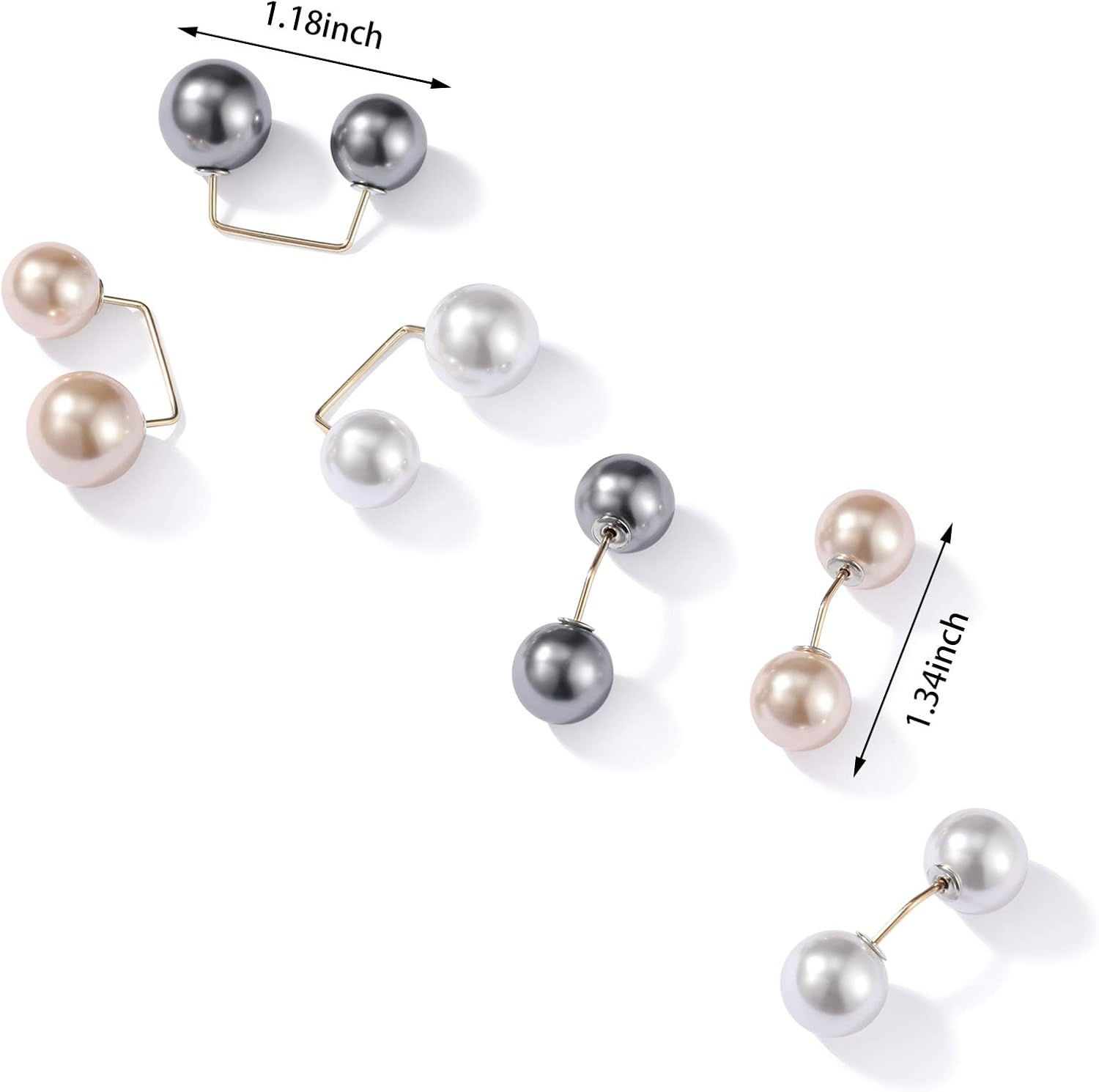 WILLBOND 6 Pcs Artificial Pearl Brooch Pins Sweater Shawl Safety Clips Dress Clips for Women