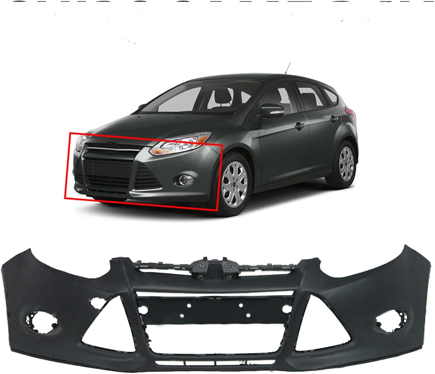 LABLT Primered Front/Rear Bumper Cover Replacement for Focus Without Park Assist or Camera 2012 2013 2014 Sedan/Hatch FO1000664 191275050002