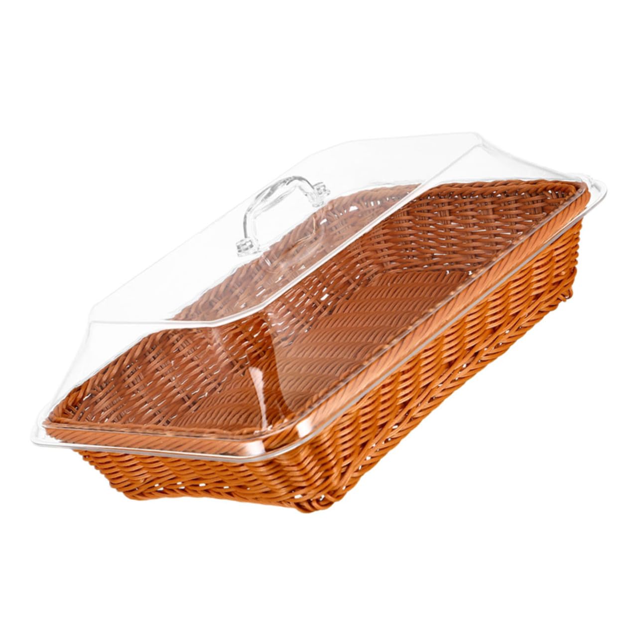 Cesta de almacenamiento de ratán con tapa de 40x30x15 cm para pan y fruta
