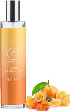 PartyLite Happy Scented Room Spray, 100mL, with Notes of Madagascar Mandarin and Orange Peel, Part of The Mood Collection, Citrus & Floral, Perfect for Gifting