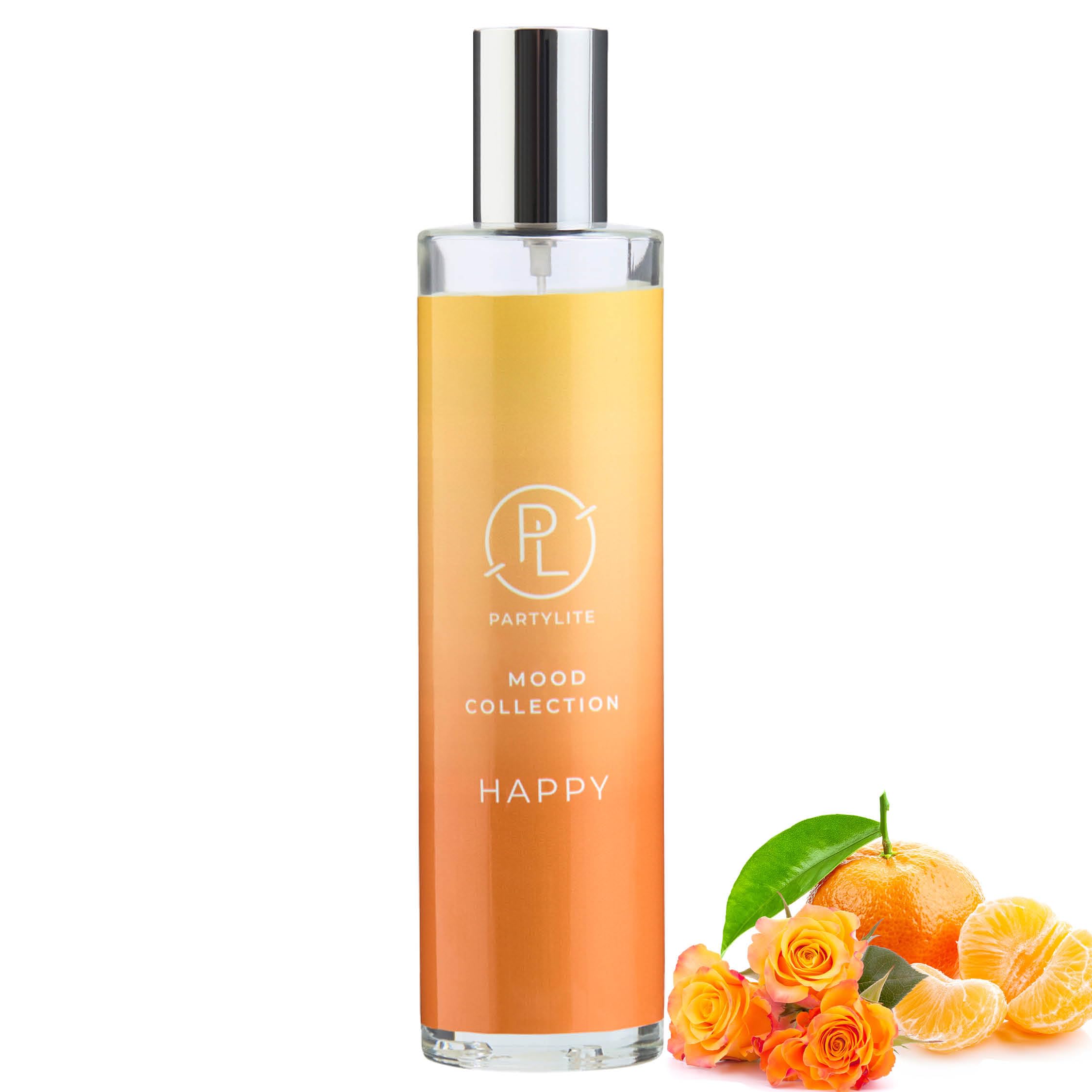 PartyLite Happy Scented Room Spray, 100mL, with Notes of Madagascar Mandarin and Orange Peel, Part of the Mood Collection, Citrus & Floral, Perfect for Gifting