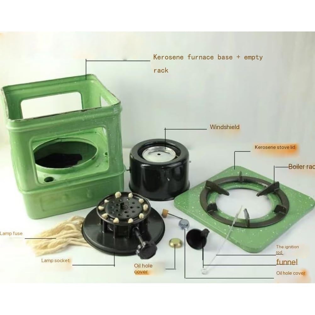 Poêle Pétrole 10 Mèches Extérieur, Autonomie 8H Réchaud Camping Ventproof pour BBQ Chasse Urgence, Chauffage Diesel Portable Intérieur/Extérieur 3-5 Personnes