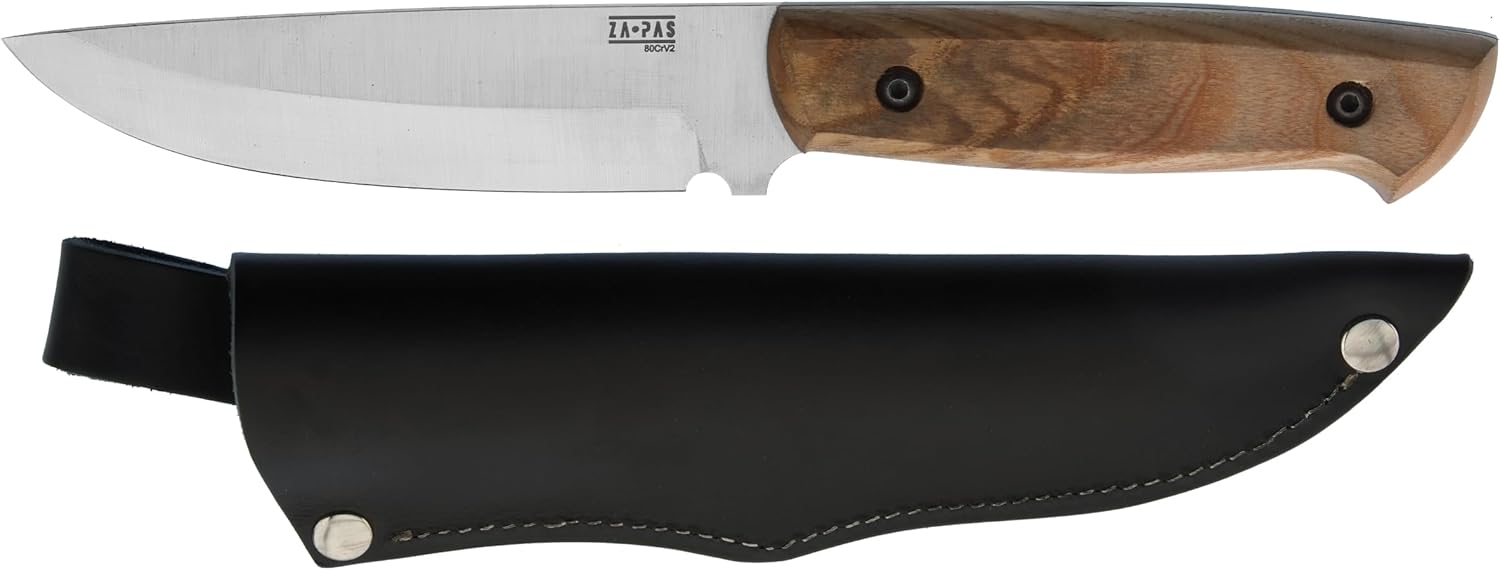 ZA-PAS Fixed Knife Explorer 80CrV2 Ash wood Leather Sheath MADE IN POLAND