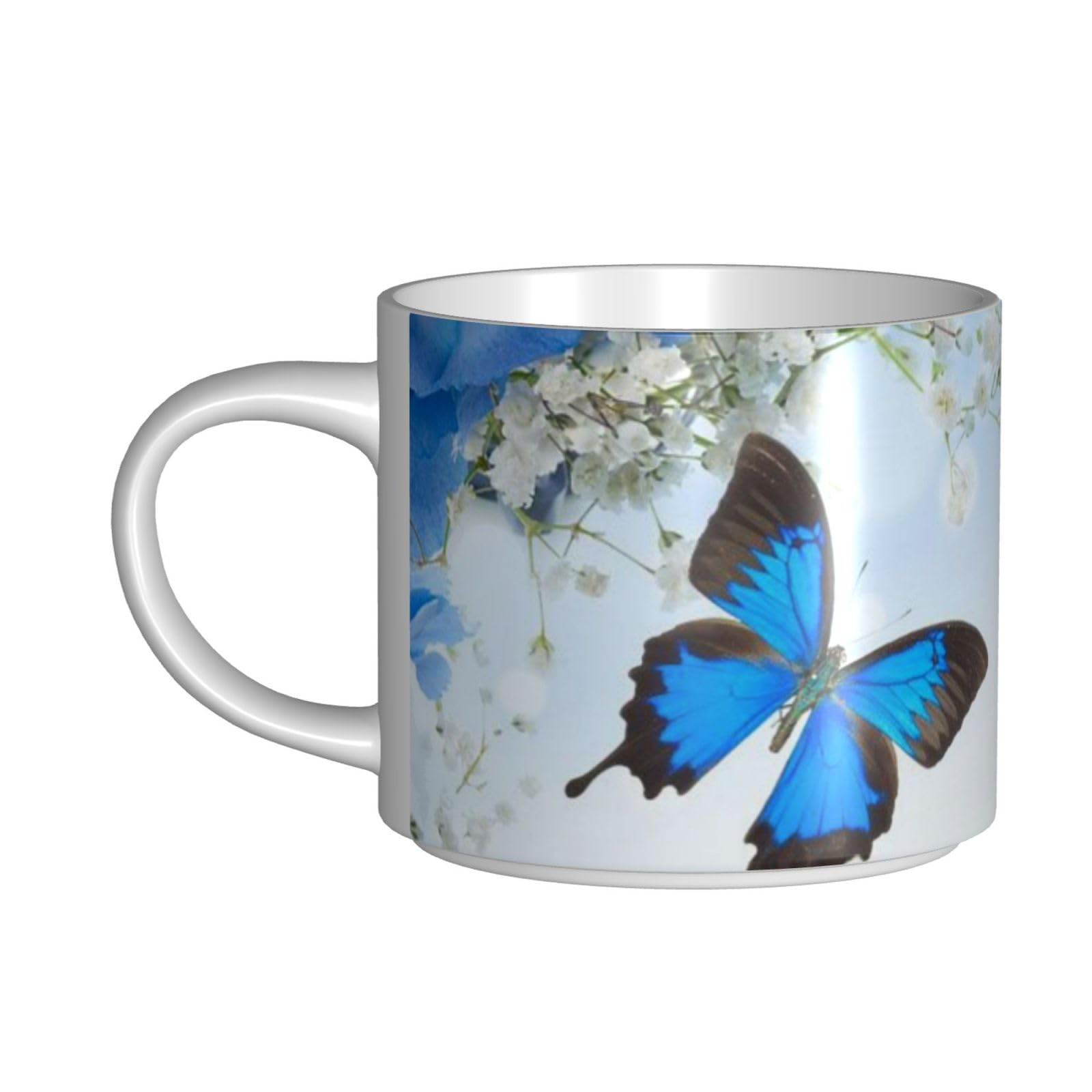 Kwiaty i motyl drukowane kubki ceramiczne o dużej pojemności kubek do kawy