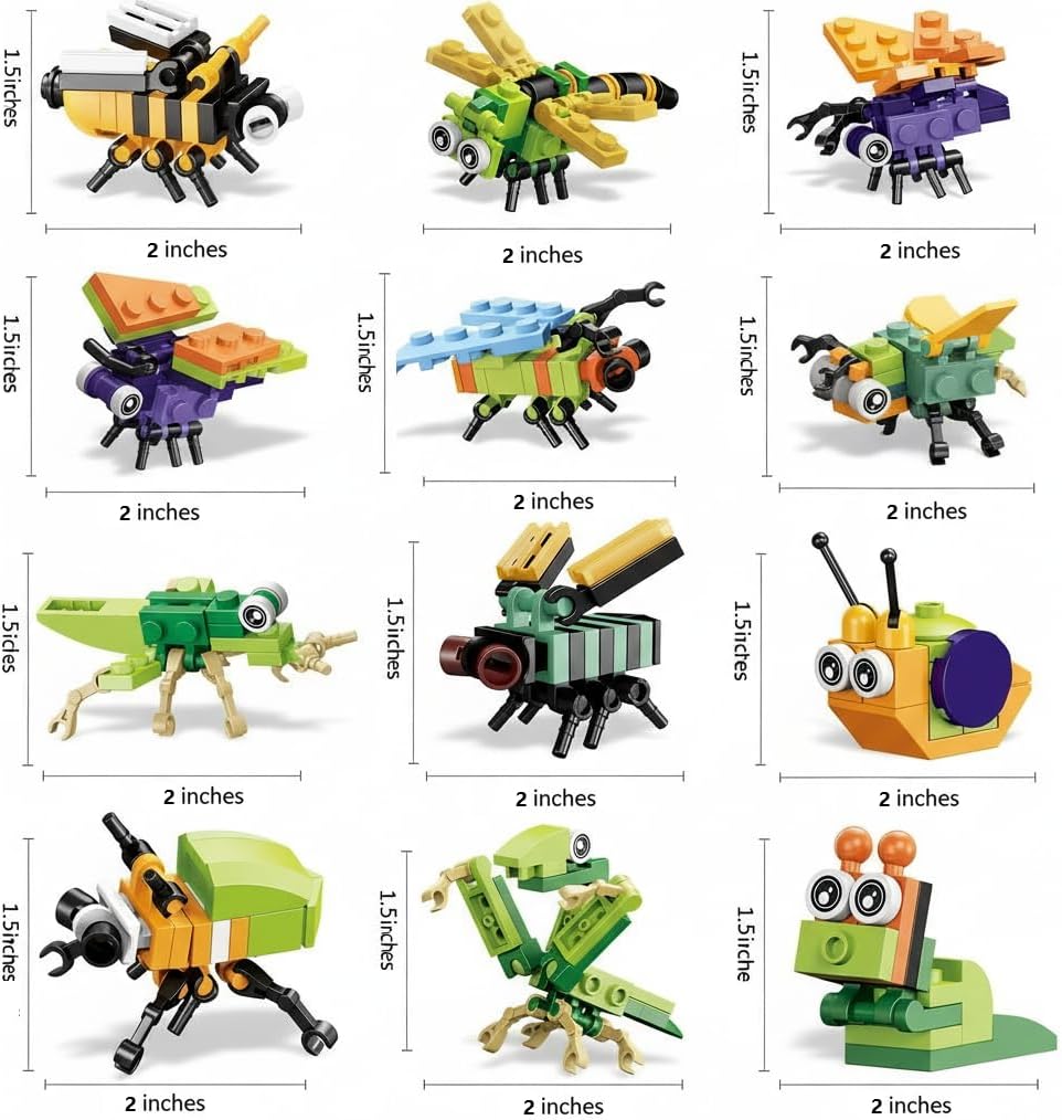 BRICHBROW Party Favors for Kids - 12 Pack Animals Building Blocks for Goodie Bags Stocking Stuffers Classroom Prizes Birthday Gifts Toy Building Sets for Kids 6-12yrs