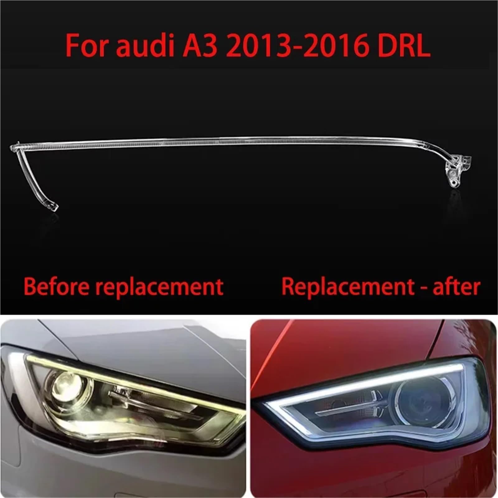 uchwyt podstawy Przepuklina przysłony samochodu Reflektor DRL Światło do jazdy Rura LED Światło Bar Białe światło Pasuje do Audi A3 2013-2015(2pcs left and right)