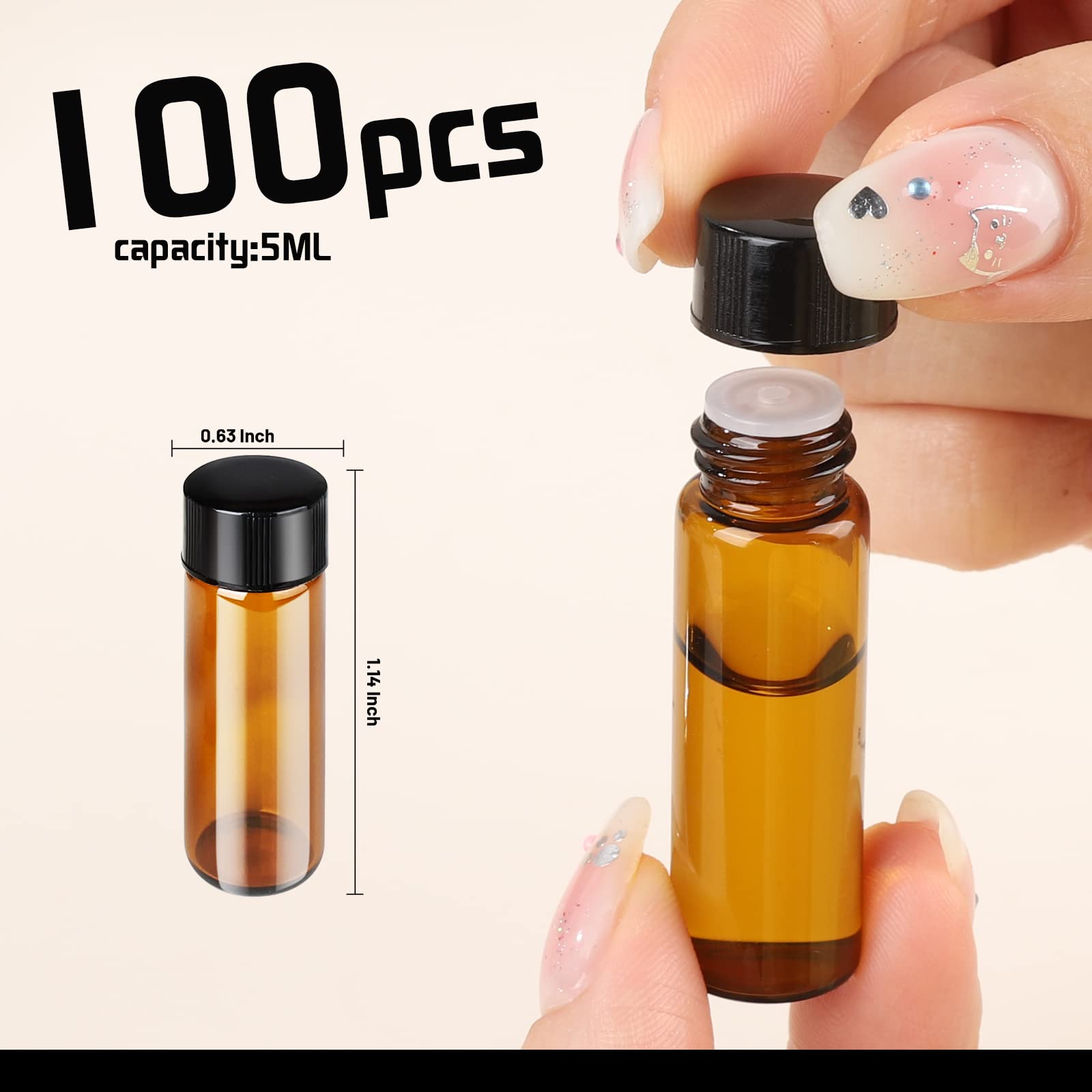 Botellas de muestra de aceites esenciales, botellas de aceite esencial Teenitor, botellas de 5 ml, frascos de aceite esencial, botellas de aceite de unción con cuentagotas
