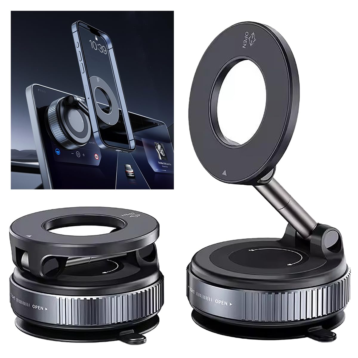 Phone Holders for Your car - 360 Adjustable Car Phone Holder for Magsafe Vacuum Suction Phone Mount with