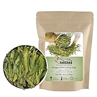Vista 1 de FullChea - Té Longjing - Té de Dragonwell - Té verde chino hoja suelta - Primer grado - Pozo natural de dragón Ching de pulmón - 8 oz / 226 g