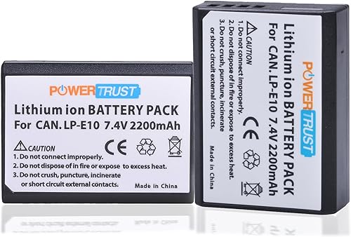 Batería LP-E10 (paquete de 2) para Canon EOS Rebel T3, T5, T6, Kiss X50, Kiss X70, EOS 1100D, EOS 1200D, EOS 1300D