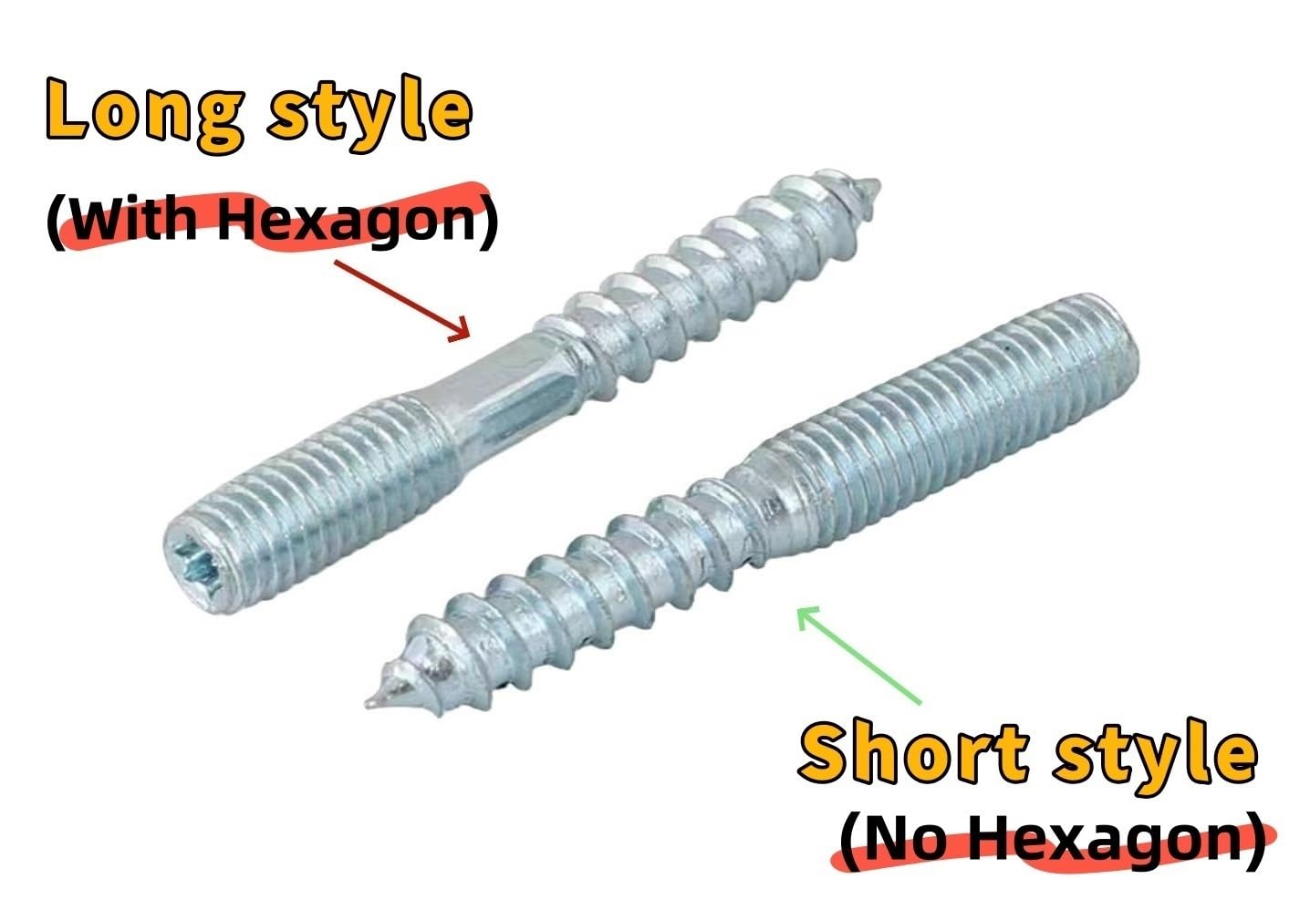 20PCS Carbon Steel Zinc Plated Double Head Bolts,Pointy Head Double Head Tapping Screws,Furniture Fixing Tapping Screws,Furniture Connectors M6 M8 M10 M12(M10*220 (Long Style))