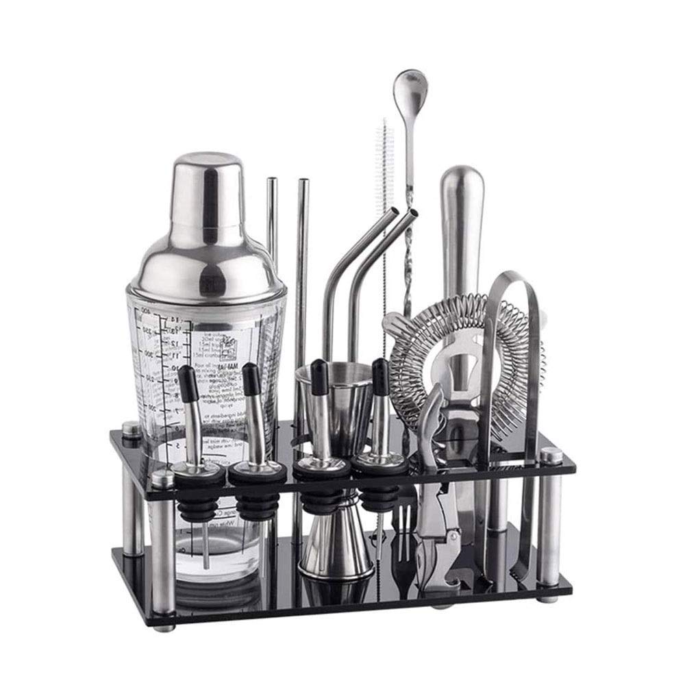 Kit barista: barra set da cocktail con stand elegante BAMBOO |Perfetto per gli strumenti per bar a domicilio Kit degli attrezzi Bartender e Kit da cocktail Martini per un'esperienza di miscelaz