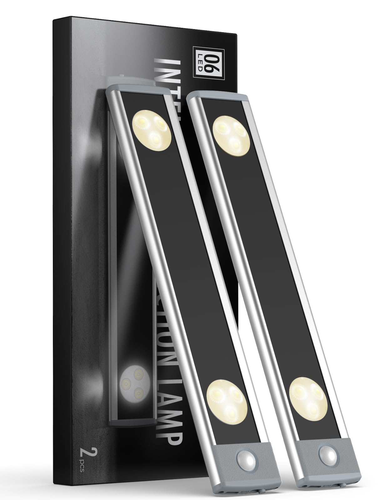 Under Cabinet Lights, Wireless Motion Sensor Light Indoor,10in LED Warm Lighting Rechargeable Battery Operated,4 Modes Night Light, Stick-On Magnetic Closet Lights for Kitchen, Hallway(2 Pack)