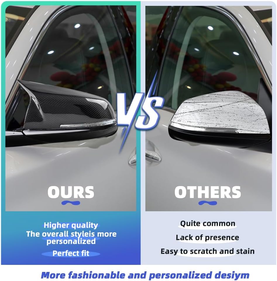 Real Carbon Fiber Side Mirror Cover Compatible with BMW F20 F22 F23 F30 F31 F32 F33 F36 F87 M2 X1 Accessories,Rearview Mirror Caps Trim BMW x1 Accessories Direct Replacement