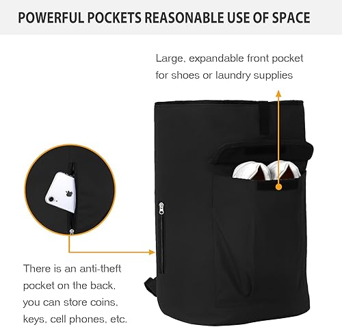 Miniatura 4 de Bolsa de lavandería extra grande, bolsa de lavandería resistente con correas y cinturón para estudiantes universitarios, mochila de lavandería