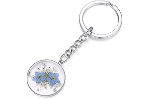 Forget-Me-Not & Queen Anne's Lace Wildflower Keychain: A Thoughtful Gift to Cherish