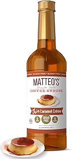 Matteo's Caramel Creme for Coffee, Lattes, Cappuccinos & Desserts – Sugar-Free Sweetener for Beverages, Keto Friendly, Zero Calories, Indulgent Flavor, Non-Alcoholic, Ideal for Hot Drinks 33.8oz (1pk)