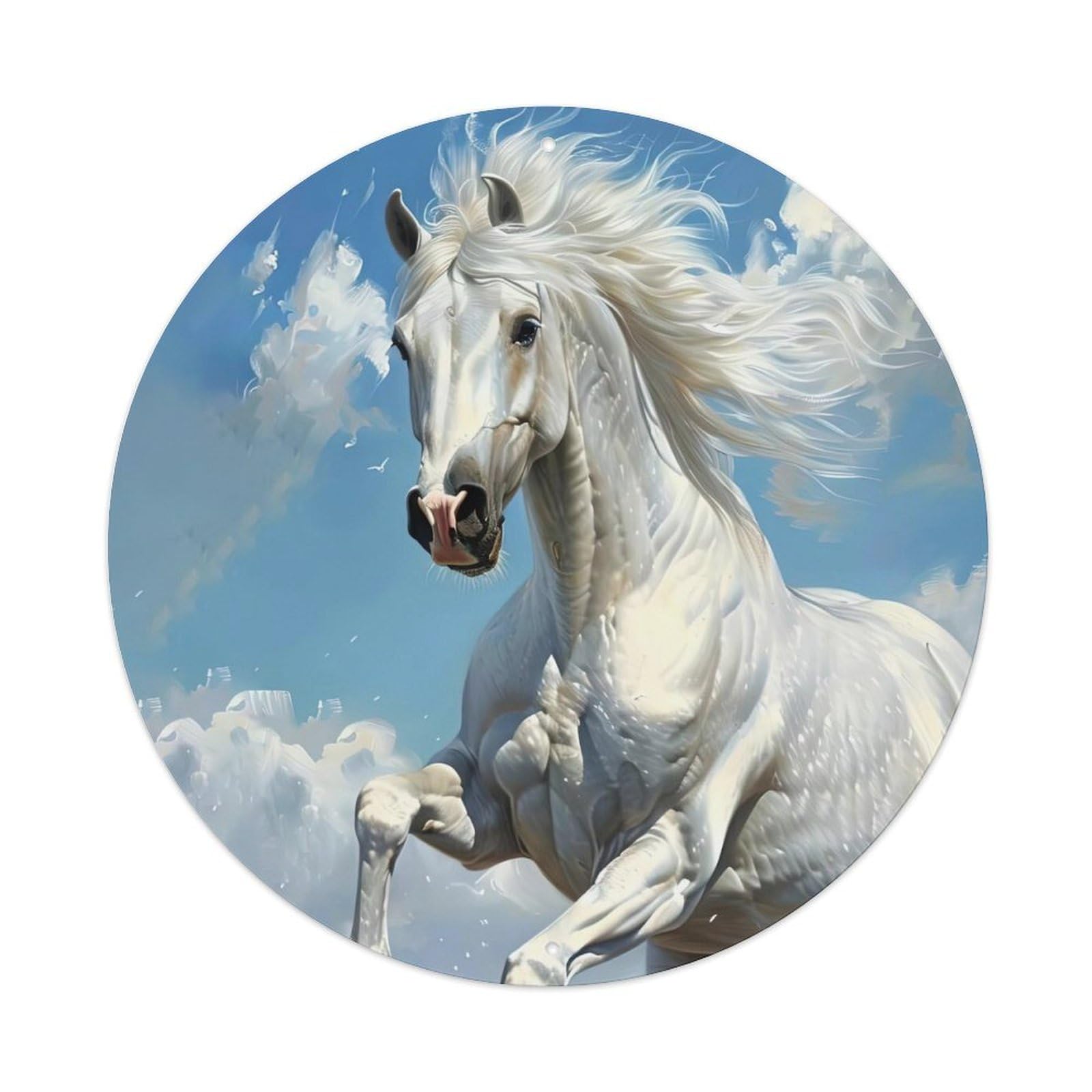 Animal White Horse Metal Tin Sign