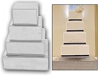 Vista 2 de Juego de moldes cuadrados de 4 niveles para hornear de múltiples capas, para cumpleaños, boda, aniversario, tartas, moldes de 6 pulgadas, 8